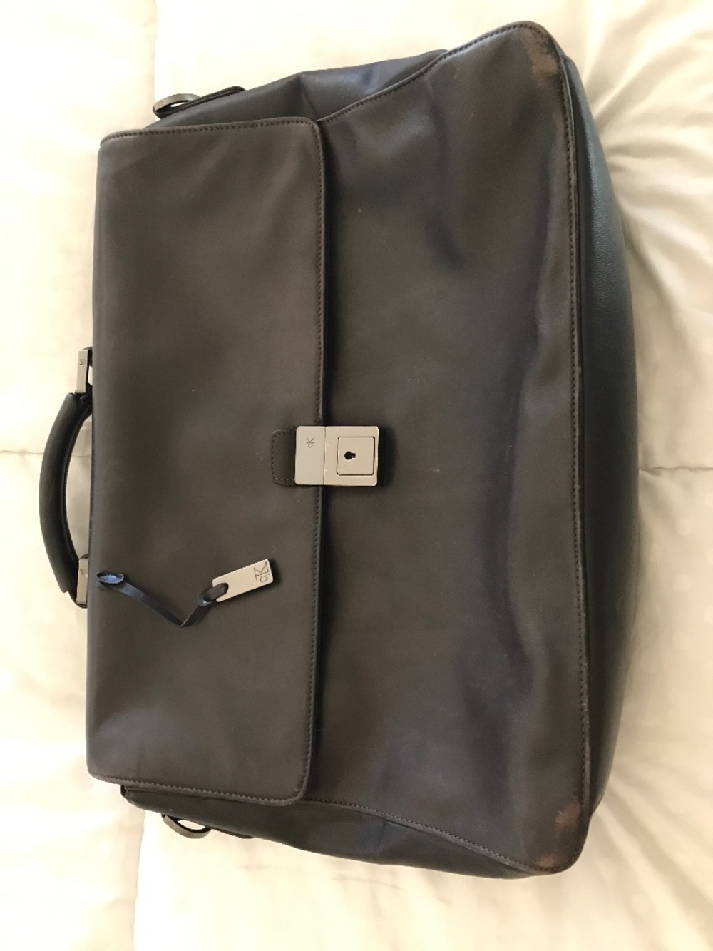 Calvin Klein Brown Leather Briefcase Messenger Bag